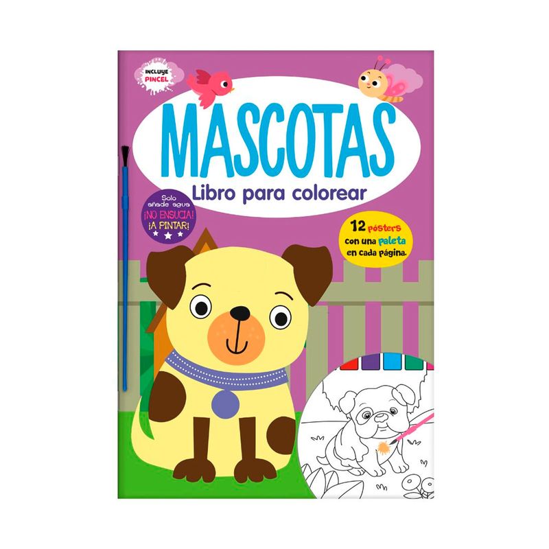 Libros para colorear acuarela mascotas