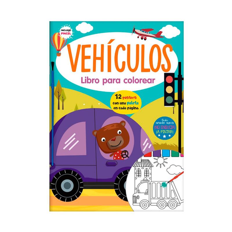 Libros para colorear acuarela vehiculos
