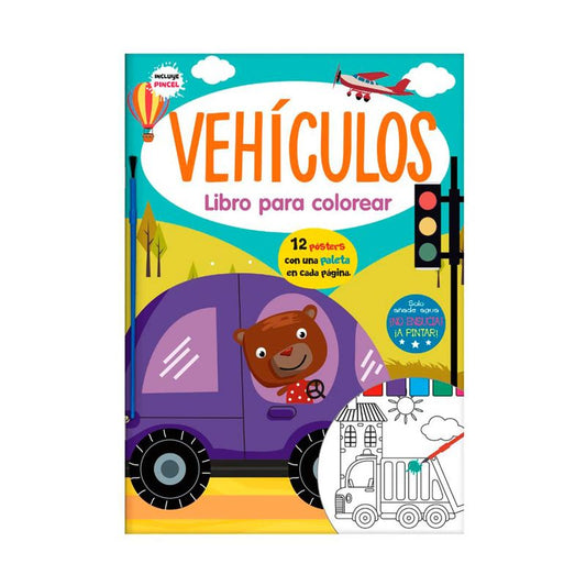 Libros para colorear acuarela vehiculos